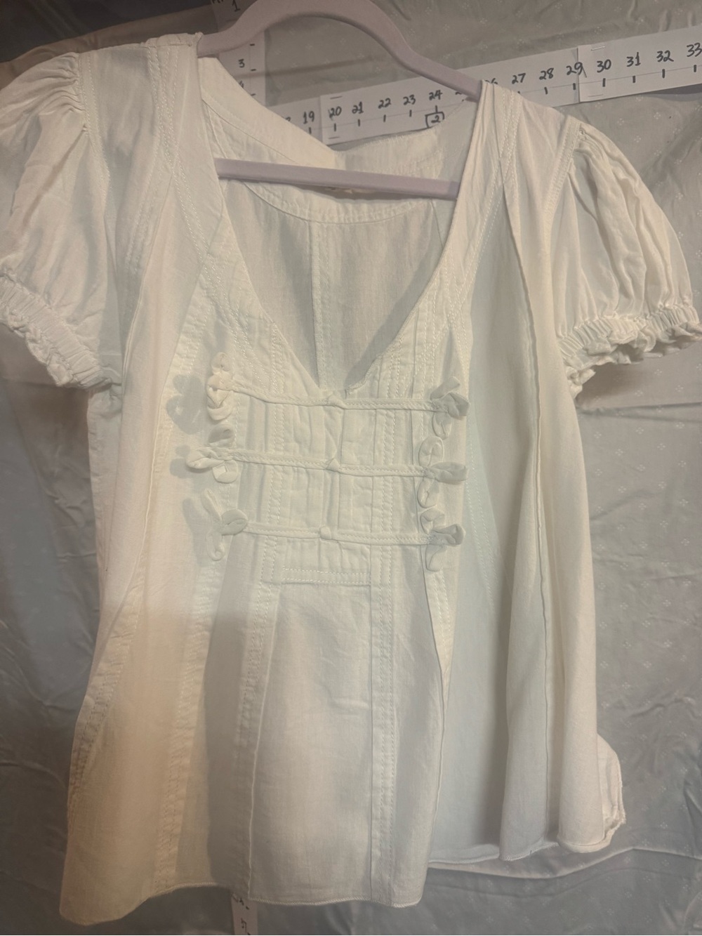 Pilcro Cream Casual Top with V-Neck - Picture 1 of 5